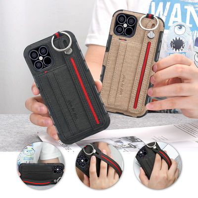 Lanyard Strap Leather Phone Cases For Iphone 14 13 Scratchproof