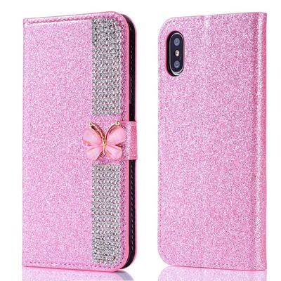 Flash Powder Electroplated Diamond Inlay Phone Case For Iphone Xr Xs 11 12 13 14 Pro Max Cell Cover