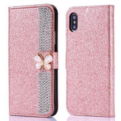 Flash Powder Electroplated Diamond Inlay Phone Case For Iphone Xr Xs 11 12 13 14 Pro Max Cell Cover