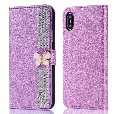 Flash Powder Electroplated Diamond Inlay Phone Case For Iphone Xr Xs 11 12 13 14 Pro Max Cell Cover