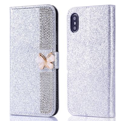 Flash Powder Electroplated Diamond Inlay Phone Case For Iphone Xr Xs 11 12 13 14 Pro Max Cell Cover